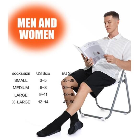 3 Pairs Men's Merino Wool Socks Thermal Winter Socks with Cushioned Support - Picture 4 of 4